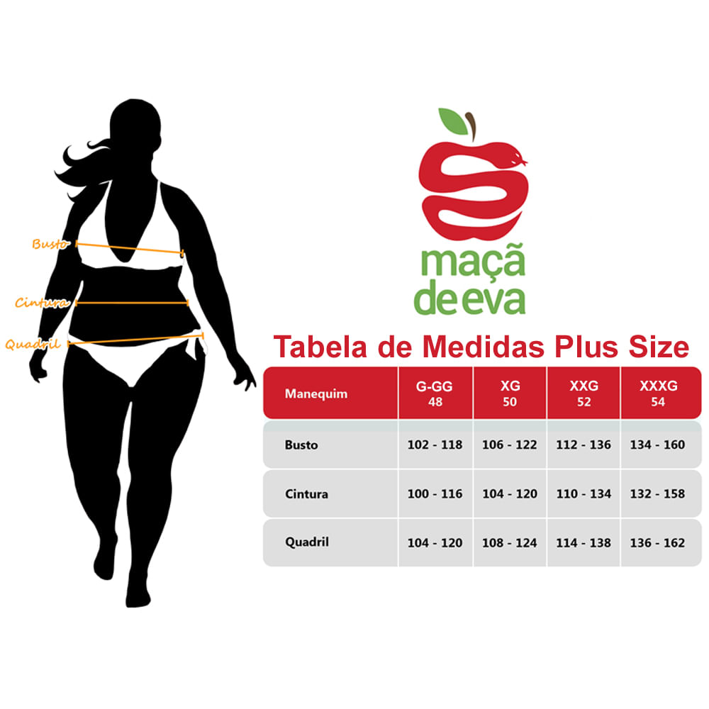 Tabela de Medidas Plus Size - Moda Íntima e Lingerie Maçã de Eva