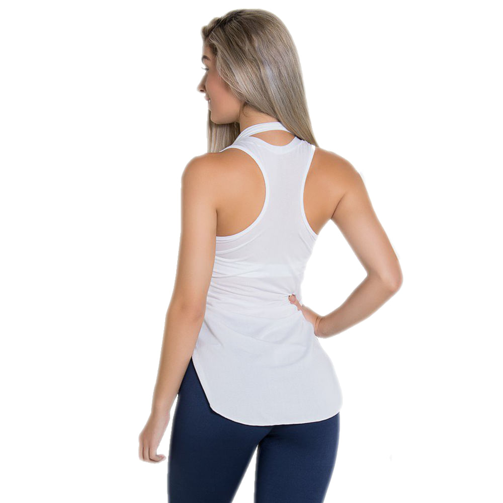 Camiseta Fitness Dry Fit Lisa Branco - Moda Fitness Maçã de Eva