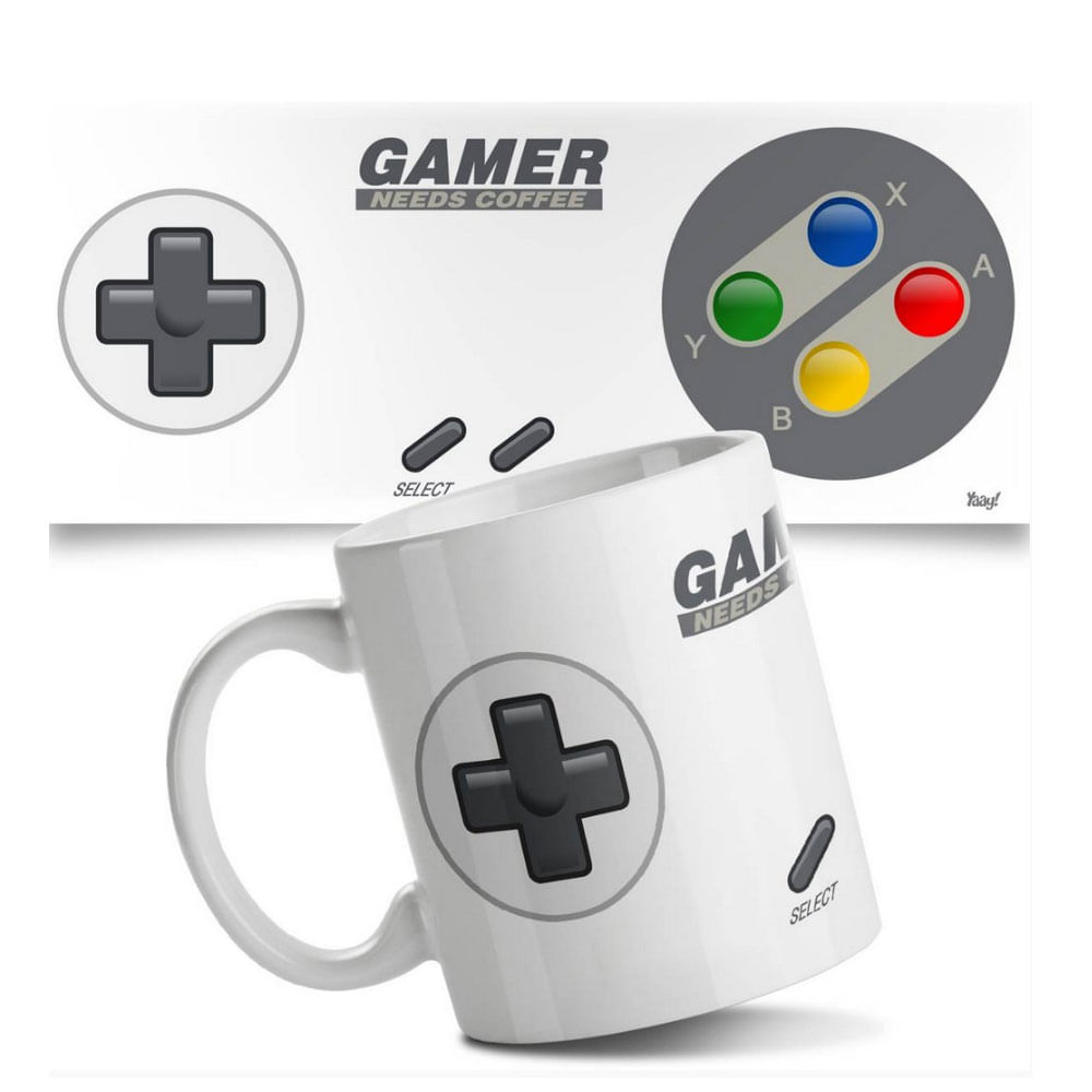 Caneca Joystick Gamer Needs Coffee - Loja Geek Maçã de Eva