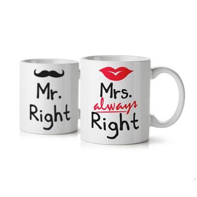 Jogo de Canecas Casados Mr. and Mrs. Right- Loja Geek Maçã de Eva