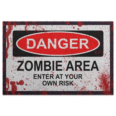 Capacho em Vinil Danger Zombie Area - 60 x 40cm - Loja Geek Maçã de Eva