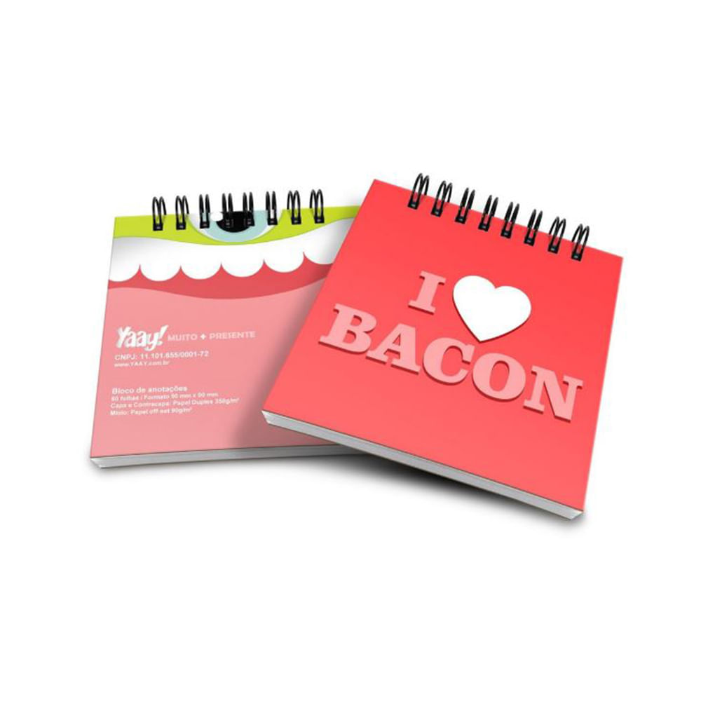 Bloco de Anotações I Love Bacon - Loja Geek Maça de Eva