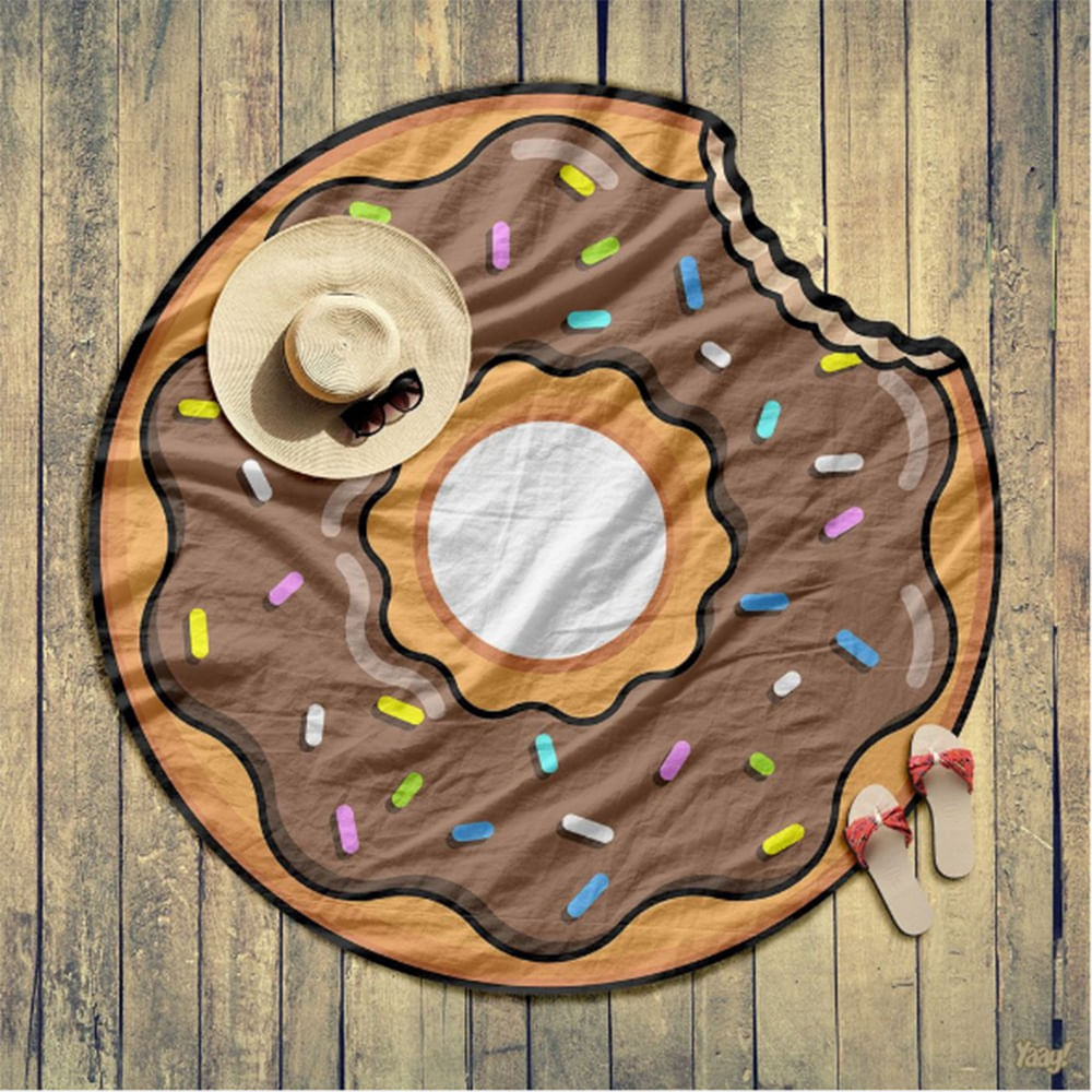 Toalha de Praia estilo Canga Donut Chocolate - Toalha de Praia - Moda Praia Maçã de Eva