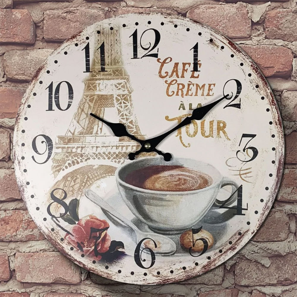Relógio de Parede Café Creme ala Tour - 33 cm